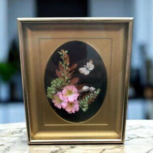 Vintage Butterfly And Flower Pressed Photo Frame